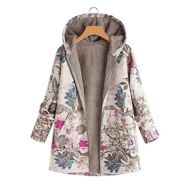 Floral Loose Plus Size Winter Coat - Coat - LeStyleParfait