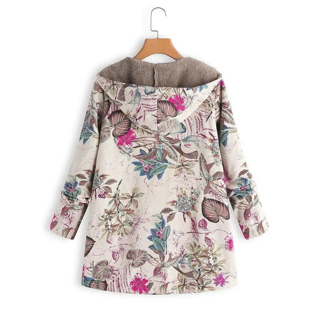 Floral Loose Plus Size Winter Coat - Coat - LeStyleParfait