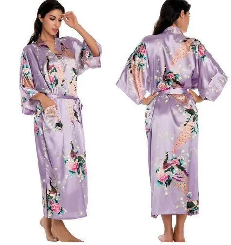 Floral Silk Kimono Nightgown - Nightgown - LeStyleParfait