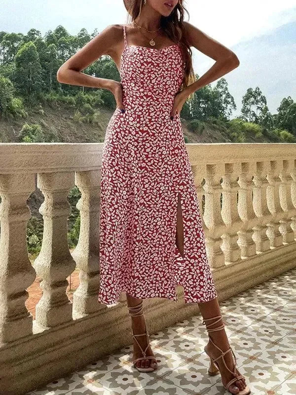A-line,a-line dress,casual,casual dress,casual fit dress,cotton,cotton dress,floral,floral dress,flowy,flowy dress,ladies Wrinkle resistant,midi,midi hemline dress,Quick drying midi dress,sleeveless,sleeveless dress,slip-on,slip-on dress,square,square neckline dress,straight,summer,summer dress,sundress,sundress dress-LeStyleParfait