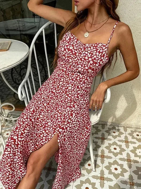 A-line,a-line dress,casual,casual dress,casual fit dress,cotton,cotton dress,floral,floral dress,flowy,flowy dress,ladies Wrinkle resistant,midi,midi hemline dress,Quick drying midi dress,sleeveless,sleeveless dress,slip-on,slip-on dress,square,square neckline dress,straight,summer,summer dress,sundress,sundress dress-LeStyleParfait