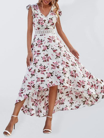 Floral V-Neck Maxi Day Dress - Maxi Dress - LeStyleParfait