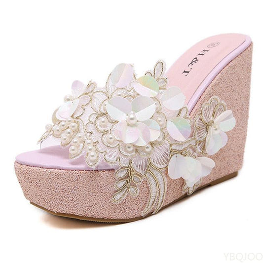 Floral Wedge Sandal Shoes - Wedge Shoes - LeStyleParfait