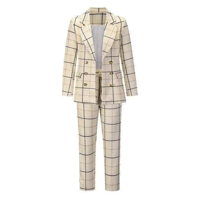 Formal Plaid Women Pantsuit - Pantsuit - LeStyleParfait