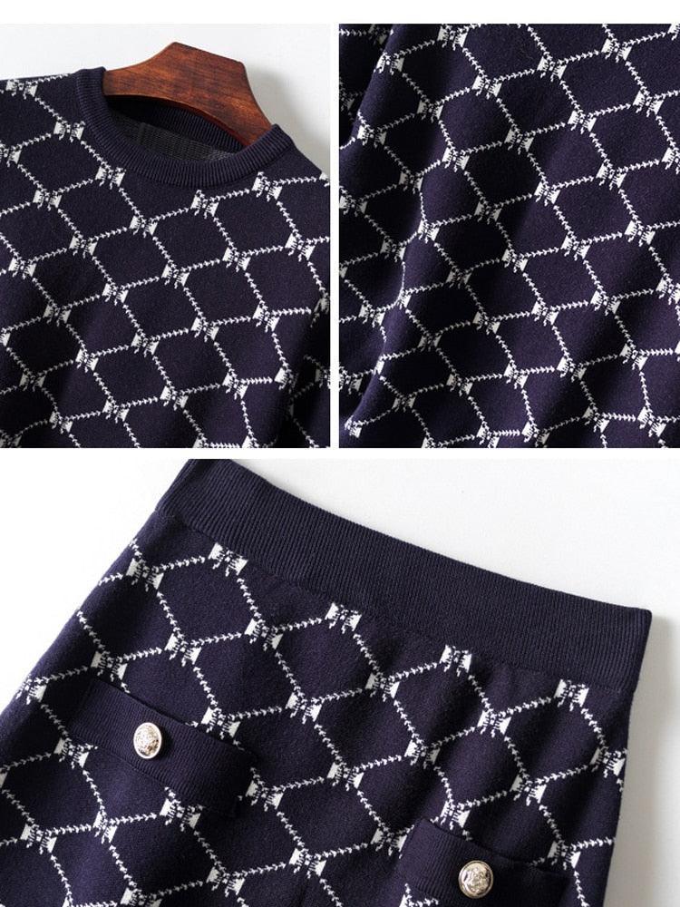 Geometric Knitted Skirt Set - Clothing Set - LeStyleParfait