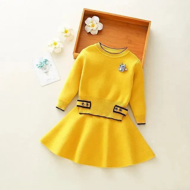 Girls Clothing Sets Kids Knitted Suits Long Sleeve - Kids Clothing Set - LeStyleParfait
