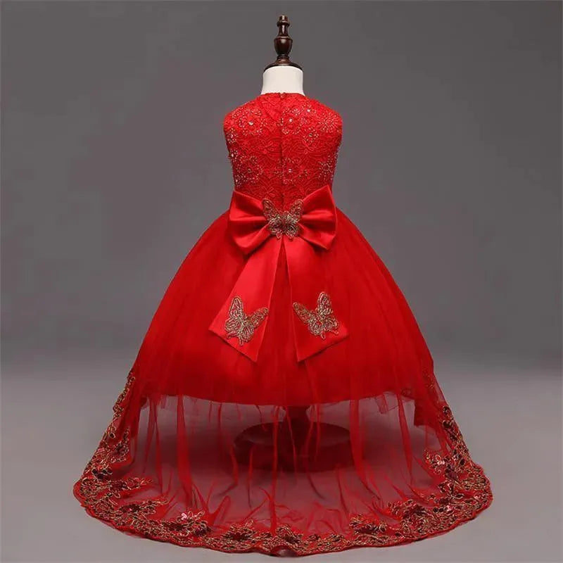 Girls Dress, Trailing Mesh Embroidered Dress - Girls Dresses - LeStyleParfait