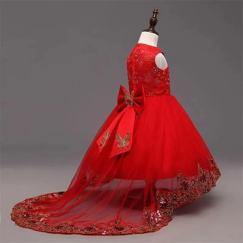 Girls Dress, Trailing Mesh Embroidered Dress - Girls Dresses - LeStyleParfait