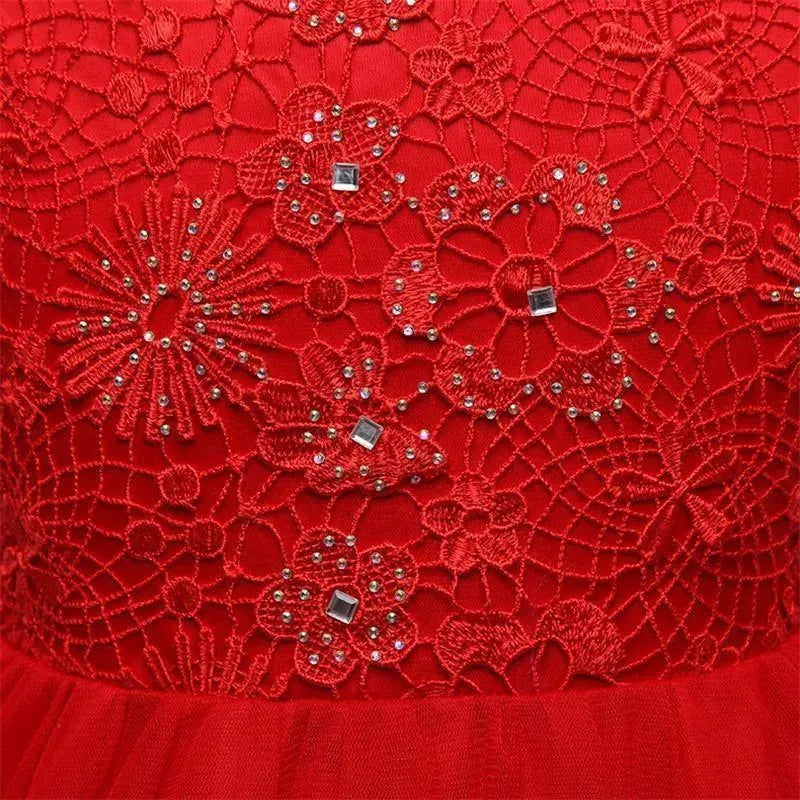 Girls Dress, Trailing Mesh Embroidered Dress - Girls Dresses - LeStyleParfait