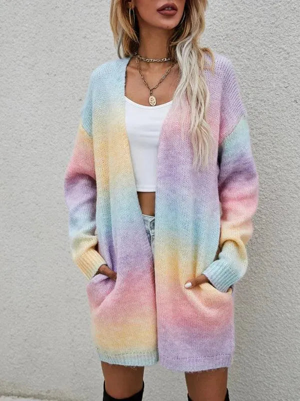 Gradient Tie-Dye Women Cardigan Sweater - Cardigan Sweater - LeStyleParfait