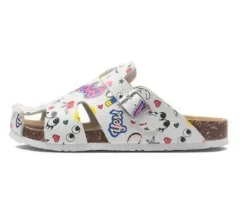 Graffiti Slip-On Leather Sandals - Sandals - LeStyleParfait