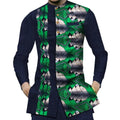 Green Cotton Dashiki Patchwork Shirt-Men Shirts-LeStyleParfait