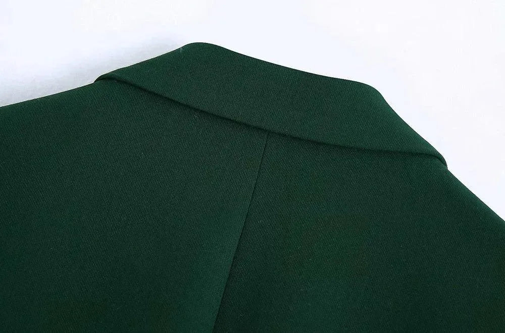 Green Double Breasted Blazer Women - Casual - Plain-Solid - Double-Breasted Blazer - LeStyleParfait