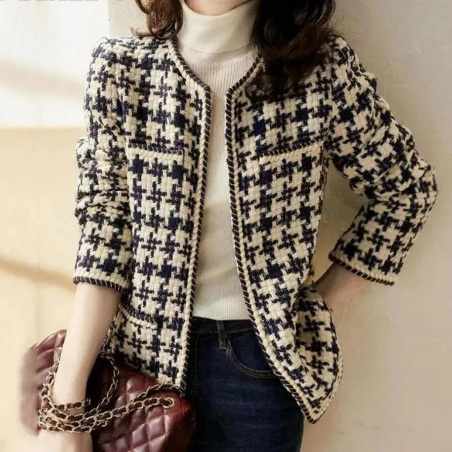 Grid Plaid Tweed Jacket Women - Tweed Blazer - LeStyleParfait