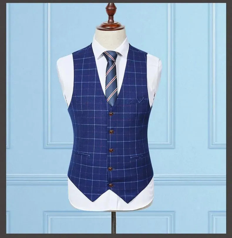 Grid Stripe Slim Fit Suit - Three Piece Suit - LeStyleParfait