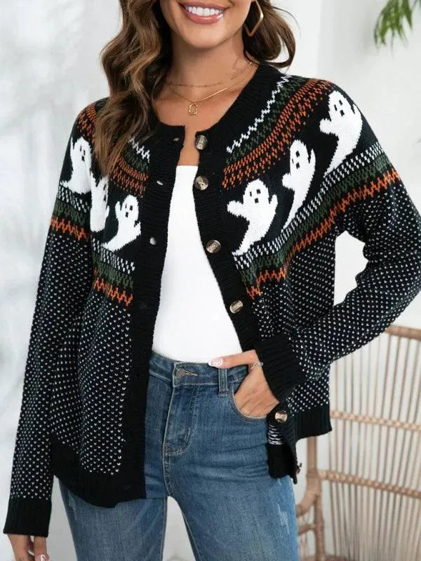 Halloween Polka Dot Women Cardigan Sweater - Cardigan Sweater - LeStyleParfait
