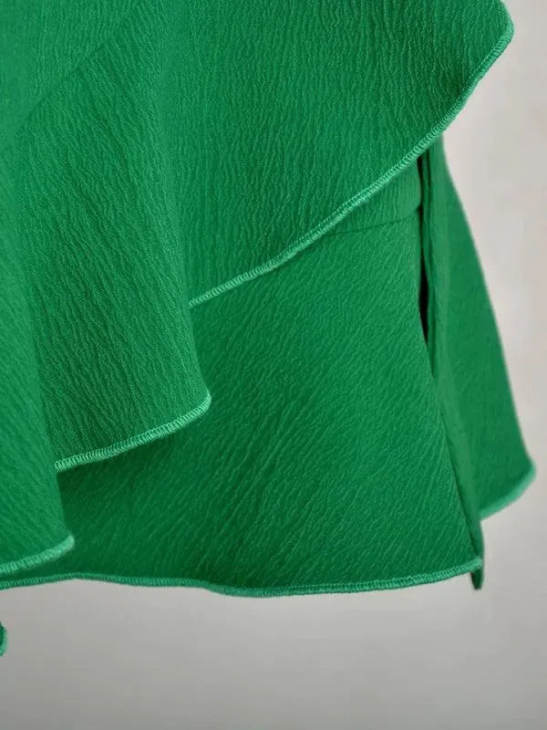 LeStyleParfait Women Skirts Ladies Sexy Mini Skirt Plain-Solid Drawstring-Elastic Waist-Ruffle Wrap Skirt