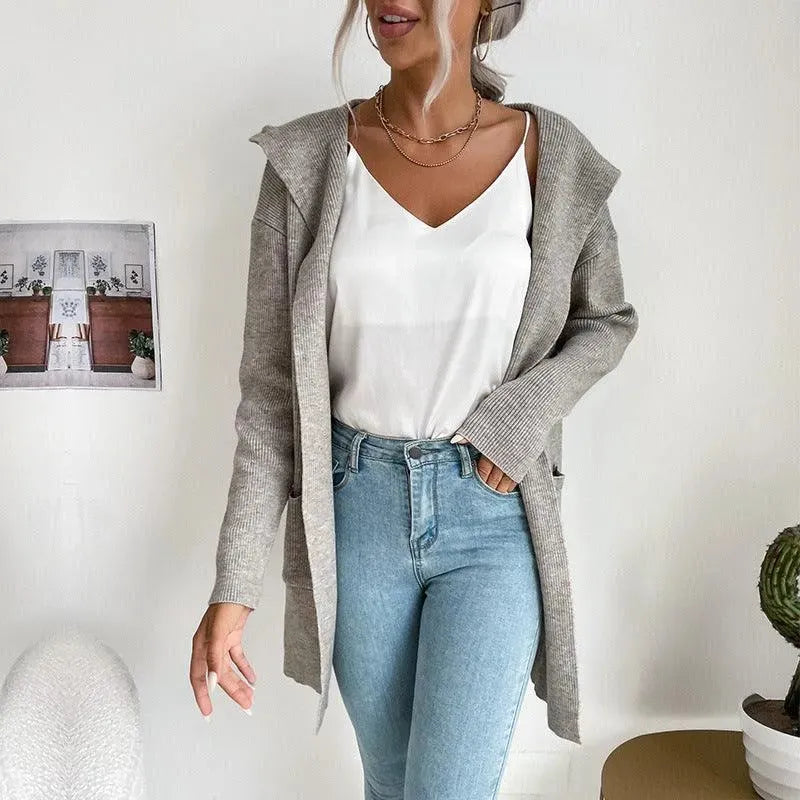 Hooded Knitted Women Cardigan Sweater - Cardigan Sweater - LeStyleParfait