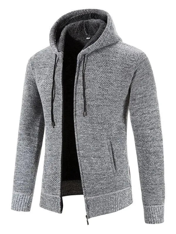 LeStyleParfait Men's Sweaters Casual Cardigan Plain-Solid Hood Long Sleeves-Cardigan Sweater