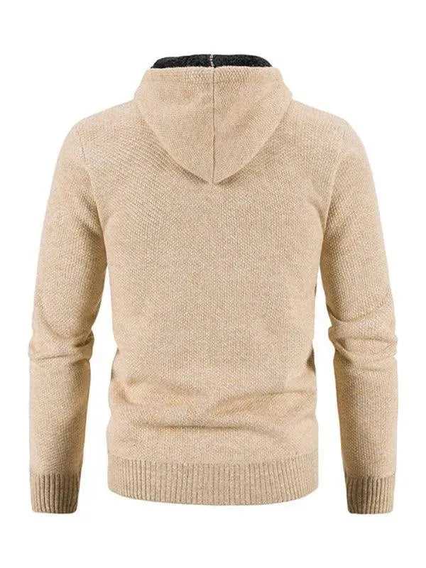 LeStyleParfait Men's Sweaters Casual Cardigan Plain-Solid Hood Long Sleeves-Cardigan Sweater