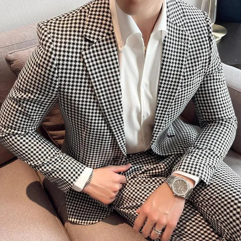 Houndstooth Prom Suit - Men's Suit - LeStyleParfait