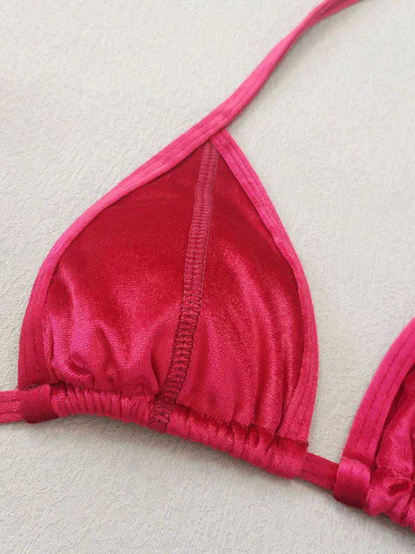 Ensemble de bikini ficelle rose pour femme