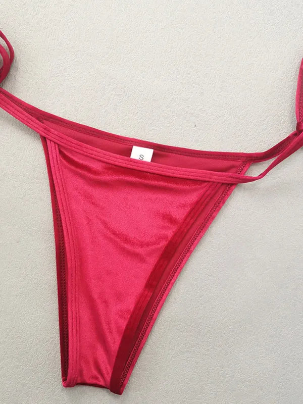 Ensemble de bikini ficelle rose pour femme