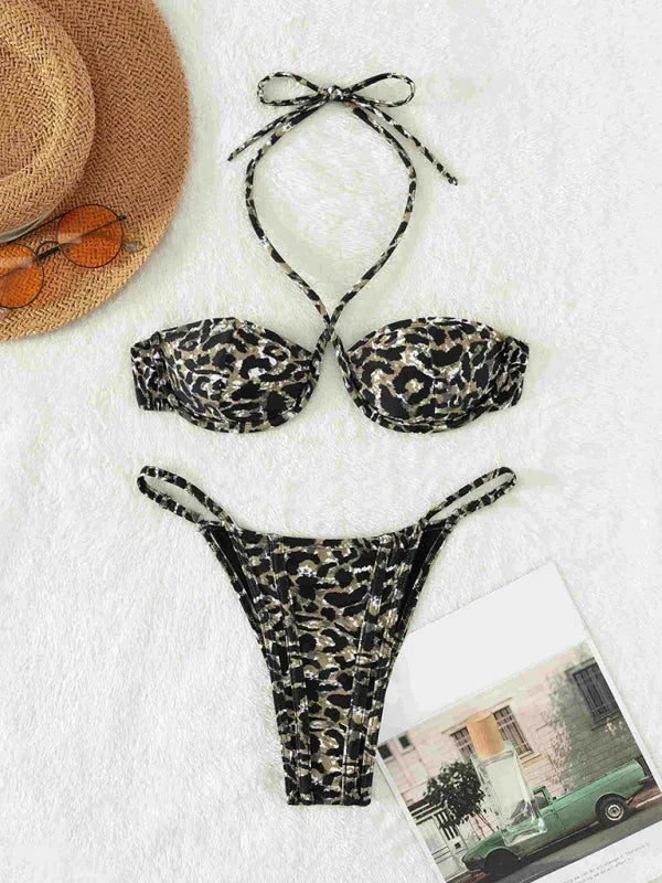 Ensemble bikini bandeau blanc pour femme