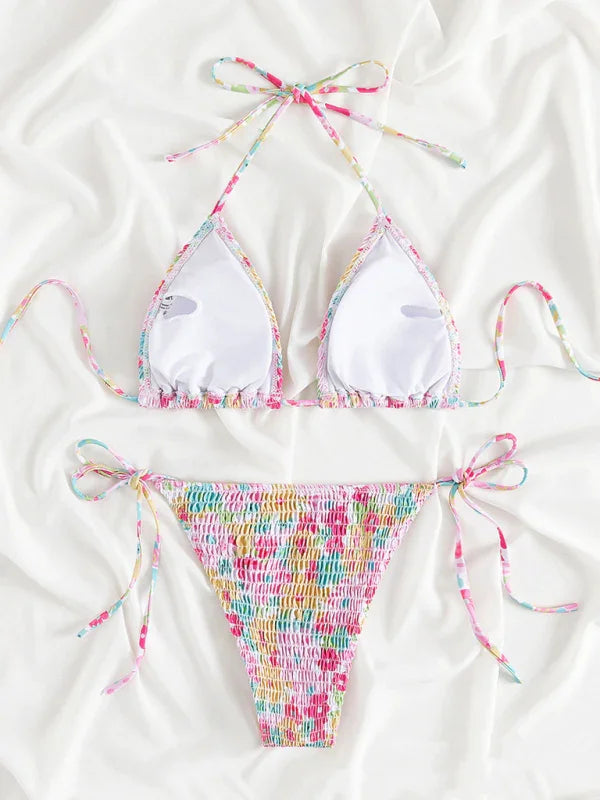 Ensemble bikini triangle abstrait pour femme