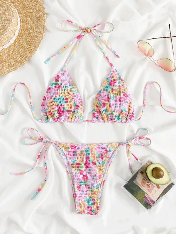 Ensemble bikini triangle abstrait pour femme