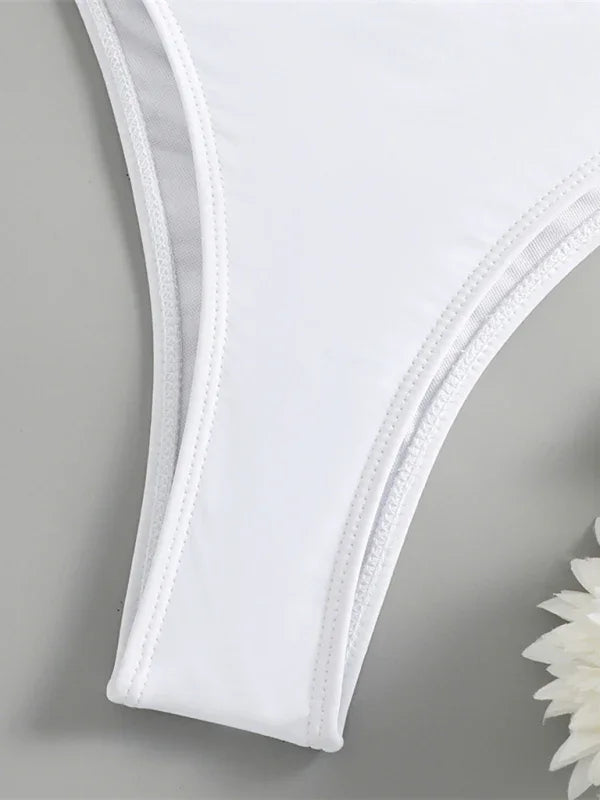 Ensemble de bikini bandeau ficelle blanc pour femme