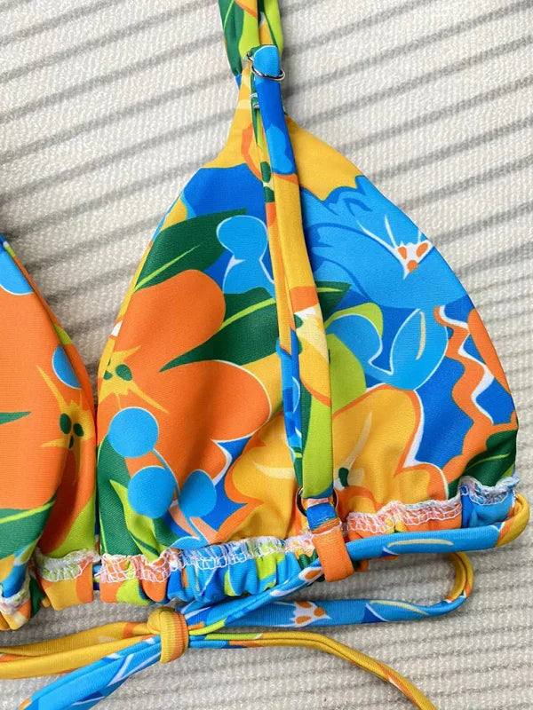Ensemble de bikini ficelle floral tropical pour femme