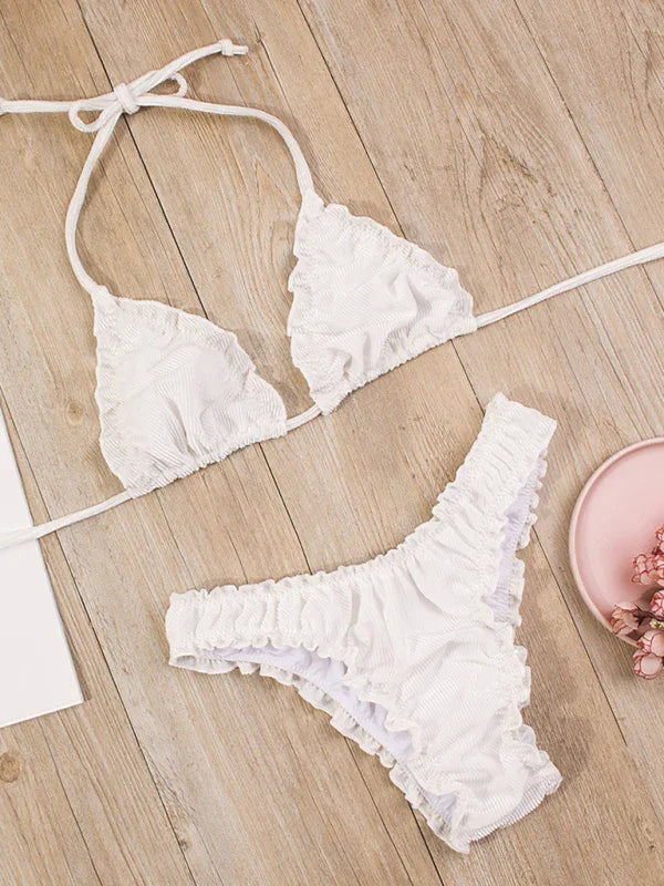 Ensemble de bikini triangle minimaliste rose pour femme