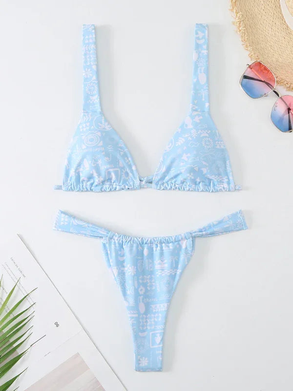 Ensemble bikini femme fleuri échancré