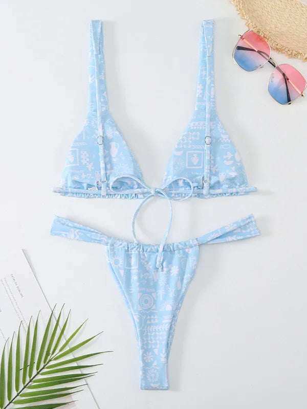 Ensemble bikini femme fleuri échancré
