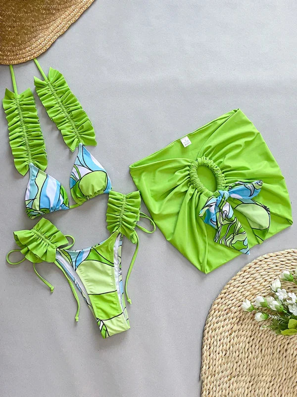 Women Abstract Triangle Bikini Set