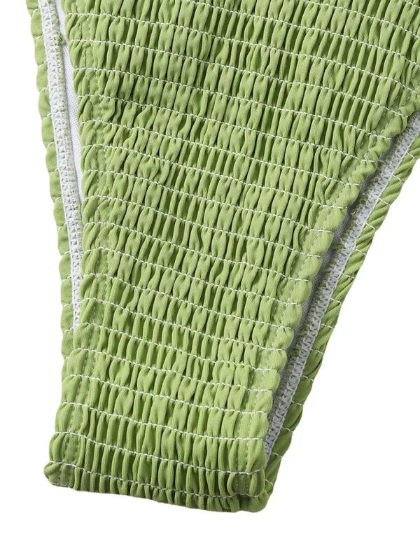 Ensemble de bikini triangle vert à lacets pour femme