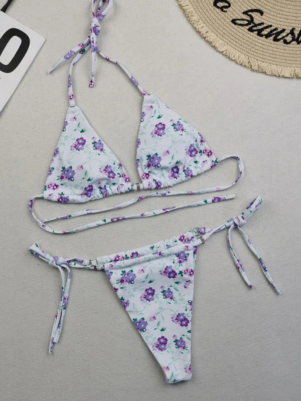 Ensemble de bikini ficelle à pois pour femme