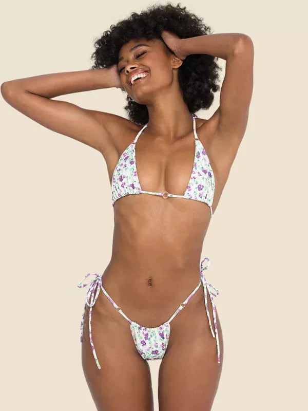 Ensemble de bikini ficelle à pois pour femme