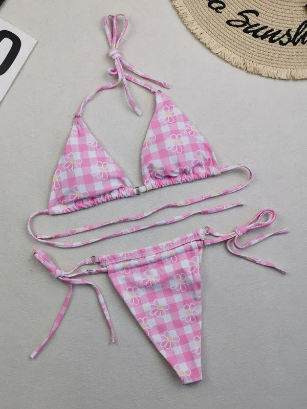 Ensemble de bikini ficelle à pois pour femme