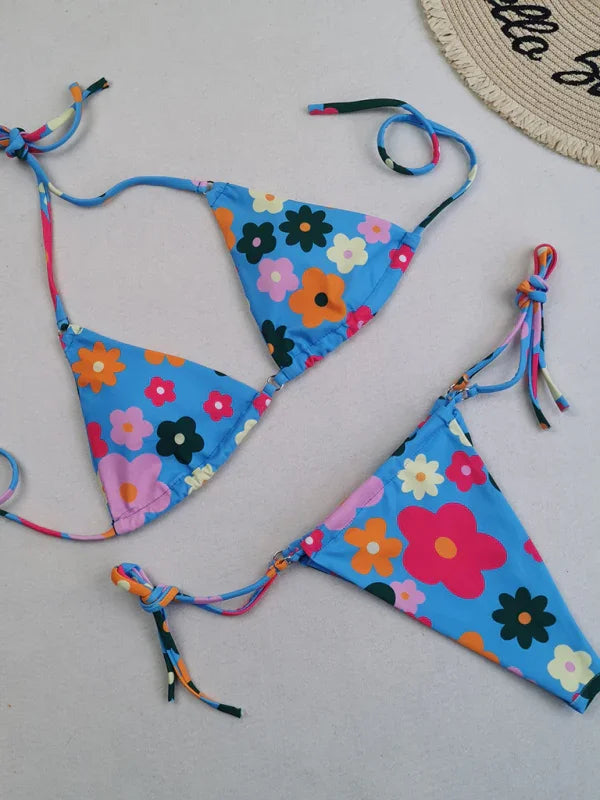Ensemble de bikini ficelle à pois pour femme