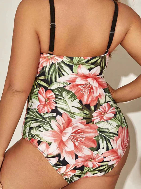 Maillot de bain une pièce cache-cœur fleuri pour femme