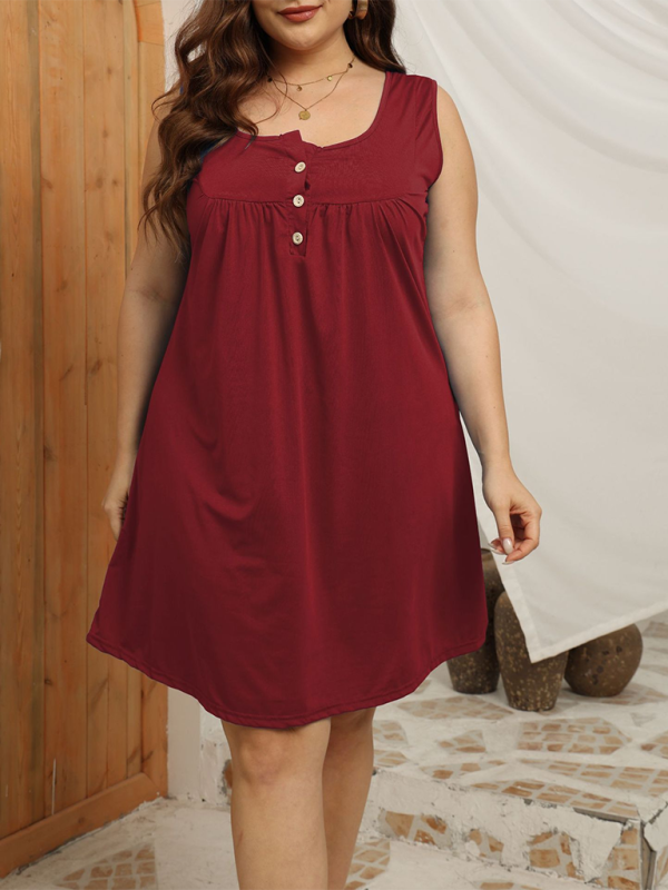 Casual Button Down Sleeveless Mini Dress