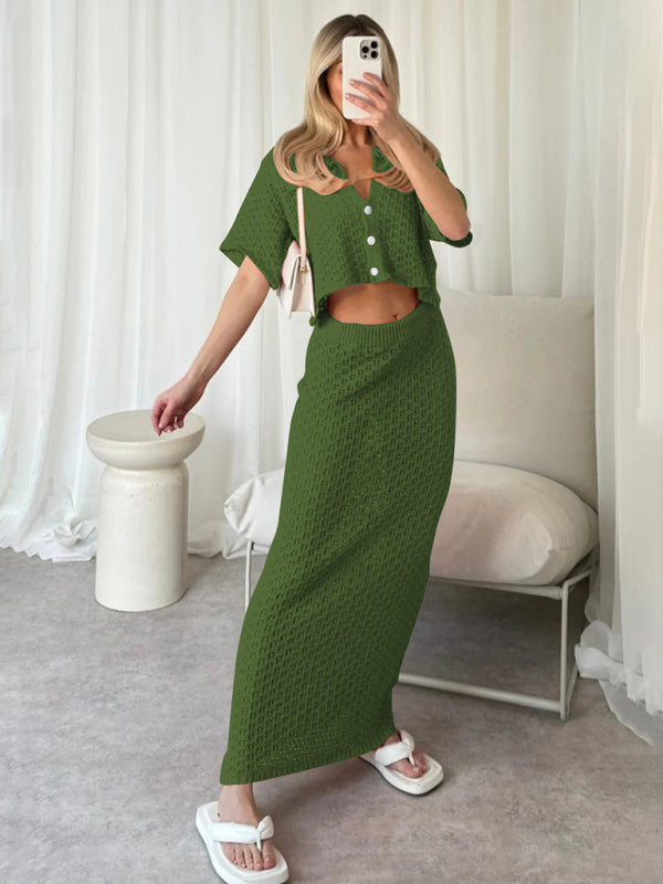 Boho Crochet V-Neck Maxi Dress