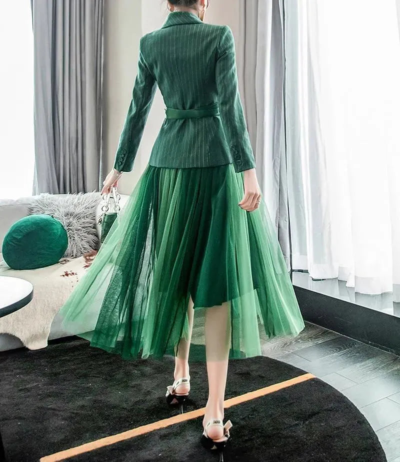 Irregular Blazer Skirt Suit - Skirt Suit - LeStyleParfait