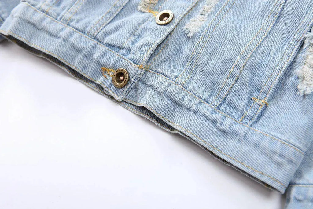 Kids Jean Jacket Ragged Fashion Jacket - Kids Jackets - LeStyleParfait
