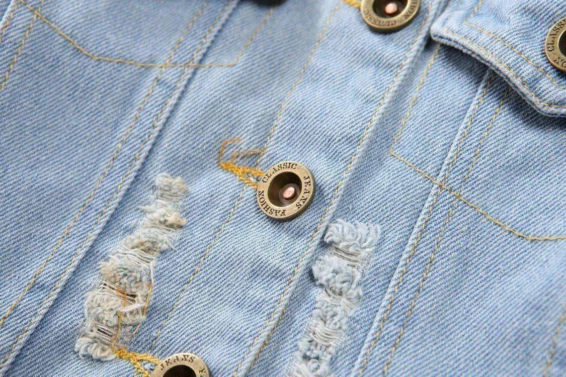 Kids Jean Jacket Ragged Fashion Jacket - Kids Jackets - LeStyleParfait