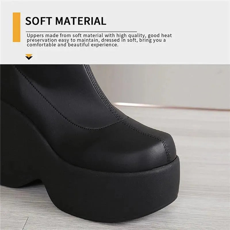 Knee-High Platform Wedge Boots - Wedge Shoes - LeStyleParfait