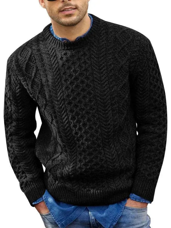 Knitted Round Neck Cable Men Pullover Sweater - Pullover Sweater - LeStyleParfait
