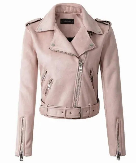 Lady Biker Suede Leather Jacket - Leather Jacket - LeStyleParfait